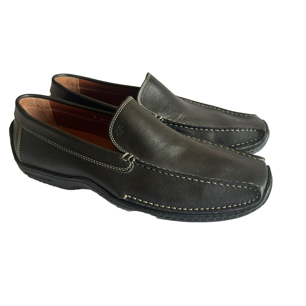 DONALD J PLINER Italy Black Leather Elver 108 Driving‎ Loafer Shoes Men's 9 M